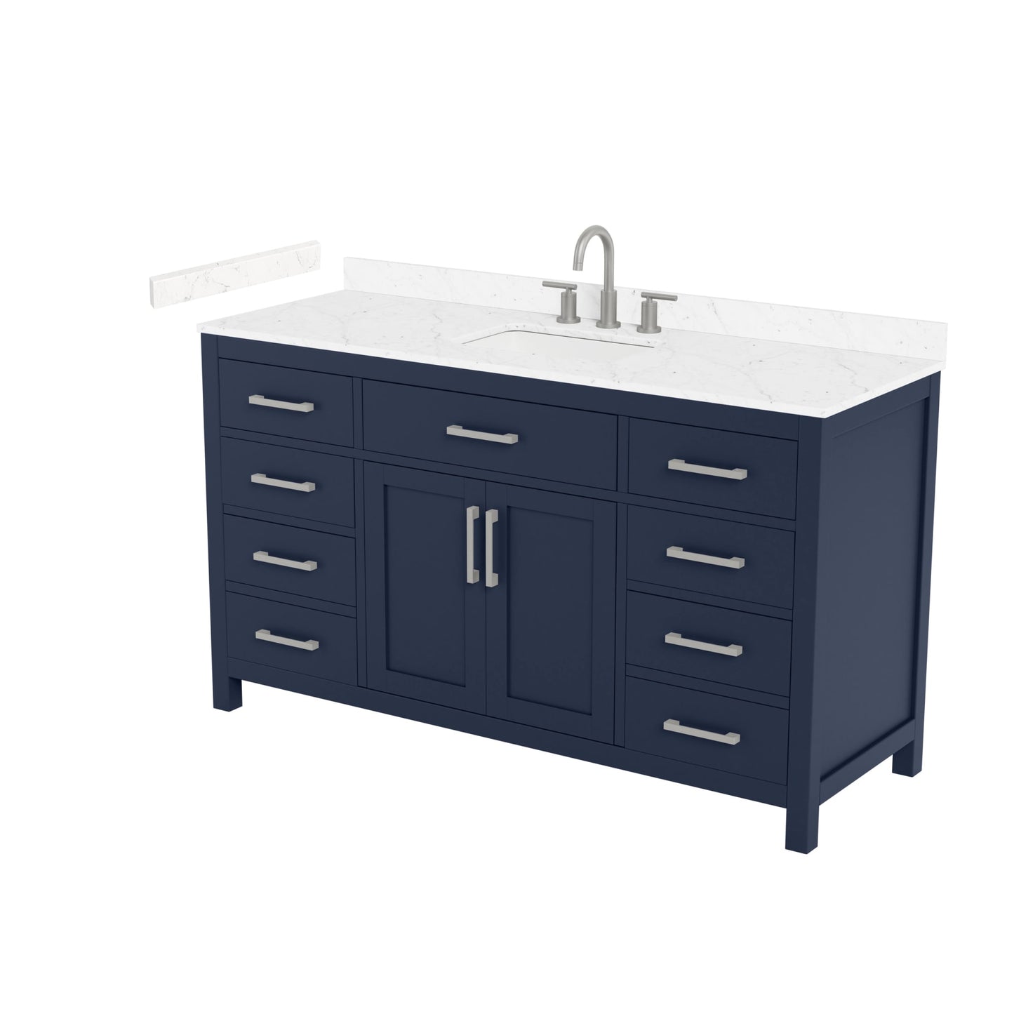Beckett Bathroom Vanity with Countertop 60 inch Single Sink 3-hole Faucet Setup