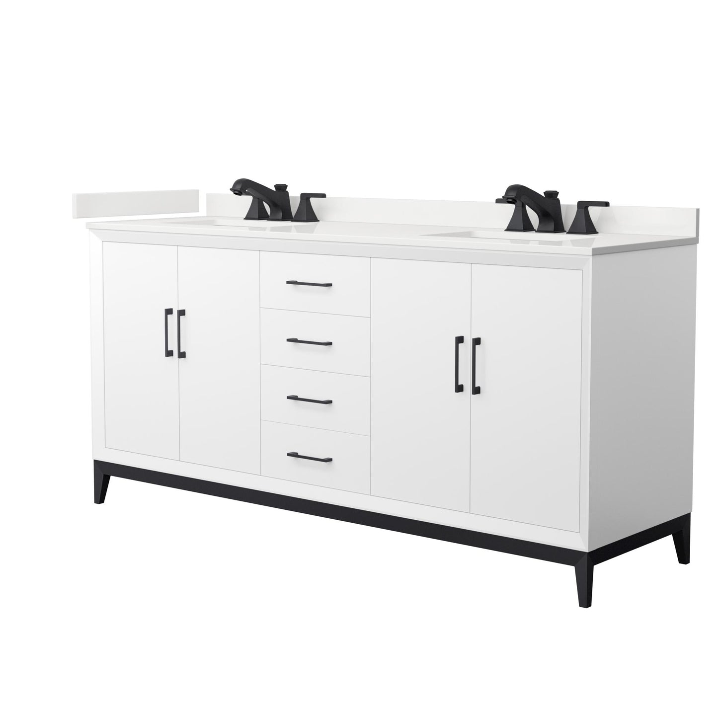 Amici Bathroom Vanity with Countertop 72 inch Double Sink 3-hole Faucet Setup