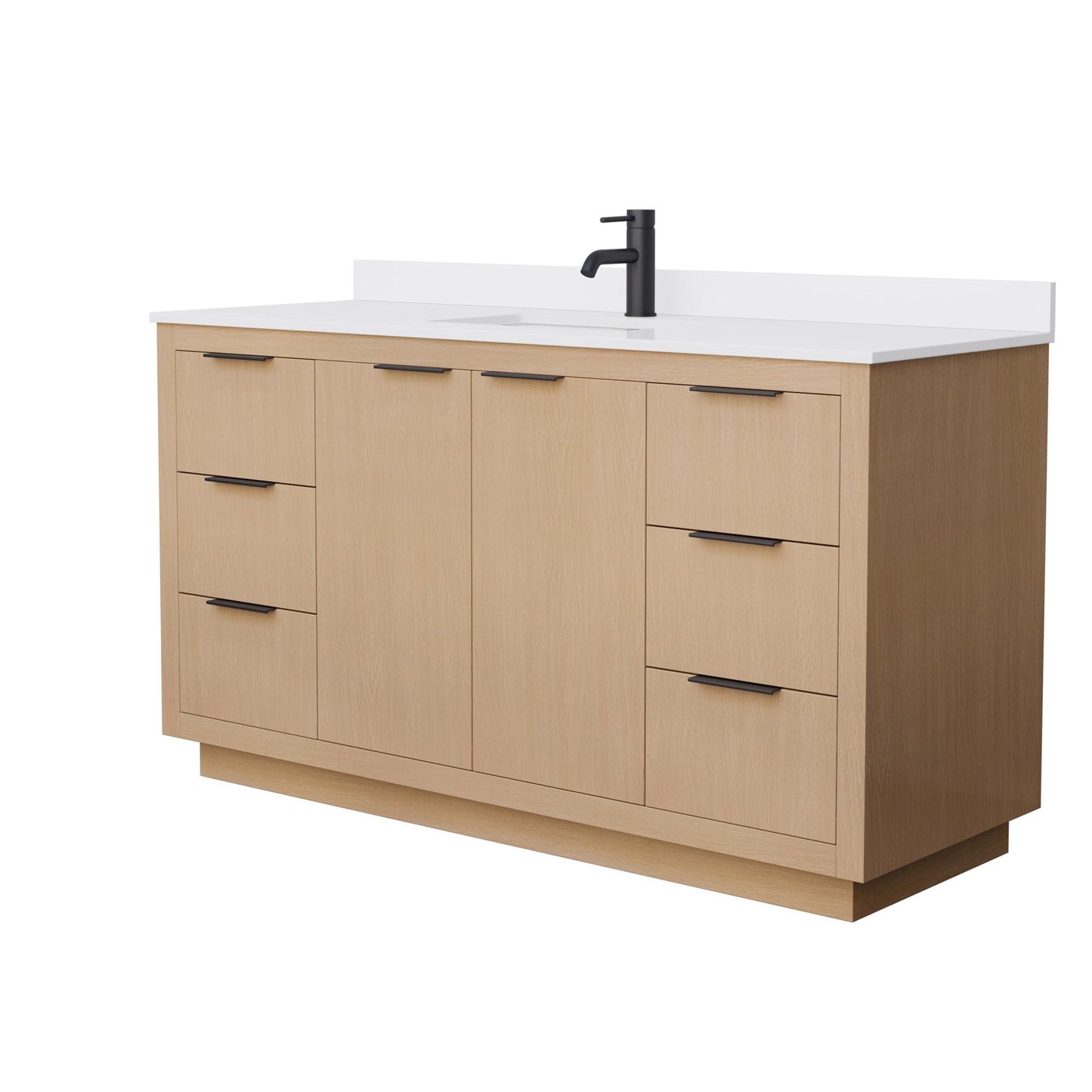 Maroni Bathroom Vanity with Countertop 60 inch Single Sink Single hole Faucet Setup