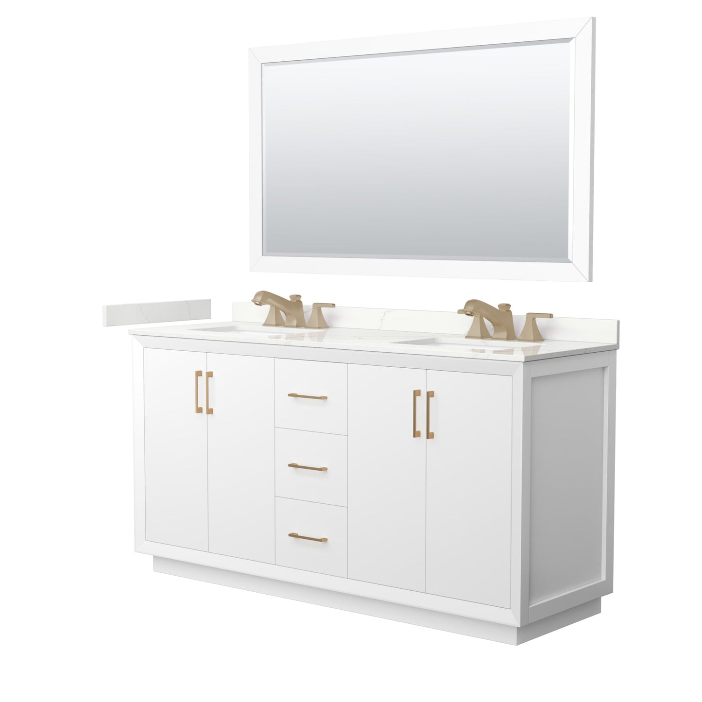 Strada Bathroom Vanity with Countertop 66 inch Double Sink 3-hole Faucet Setup