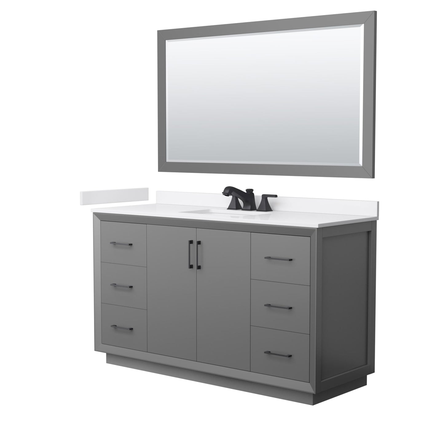 Strada Bathroom Vanity with Countertop 60 inch Single Sink 3-hole Faucet Setup