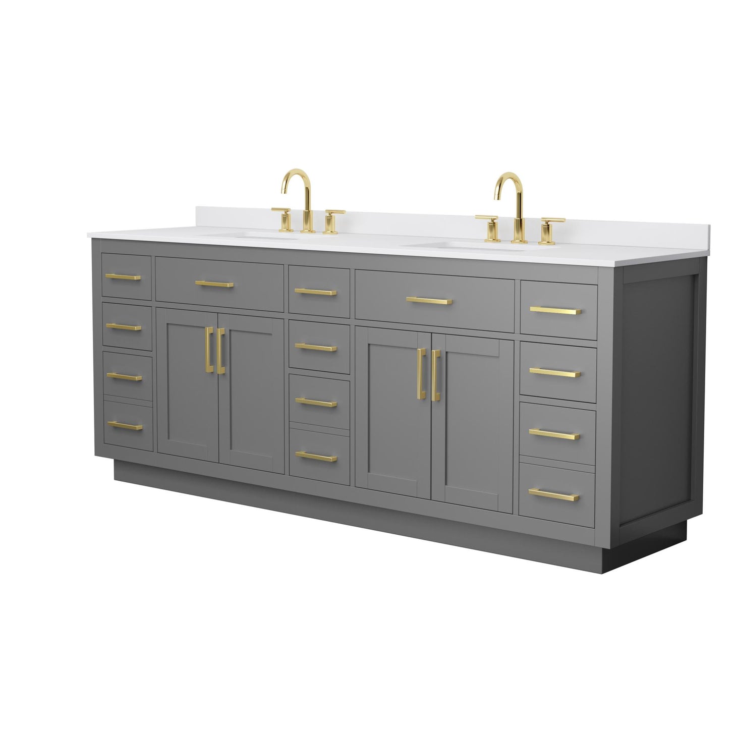 Beckett TK Bathroom Vanity with Countertop 84 inch Double Sink 3-hole Faucet Setup