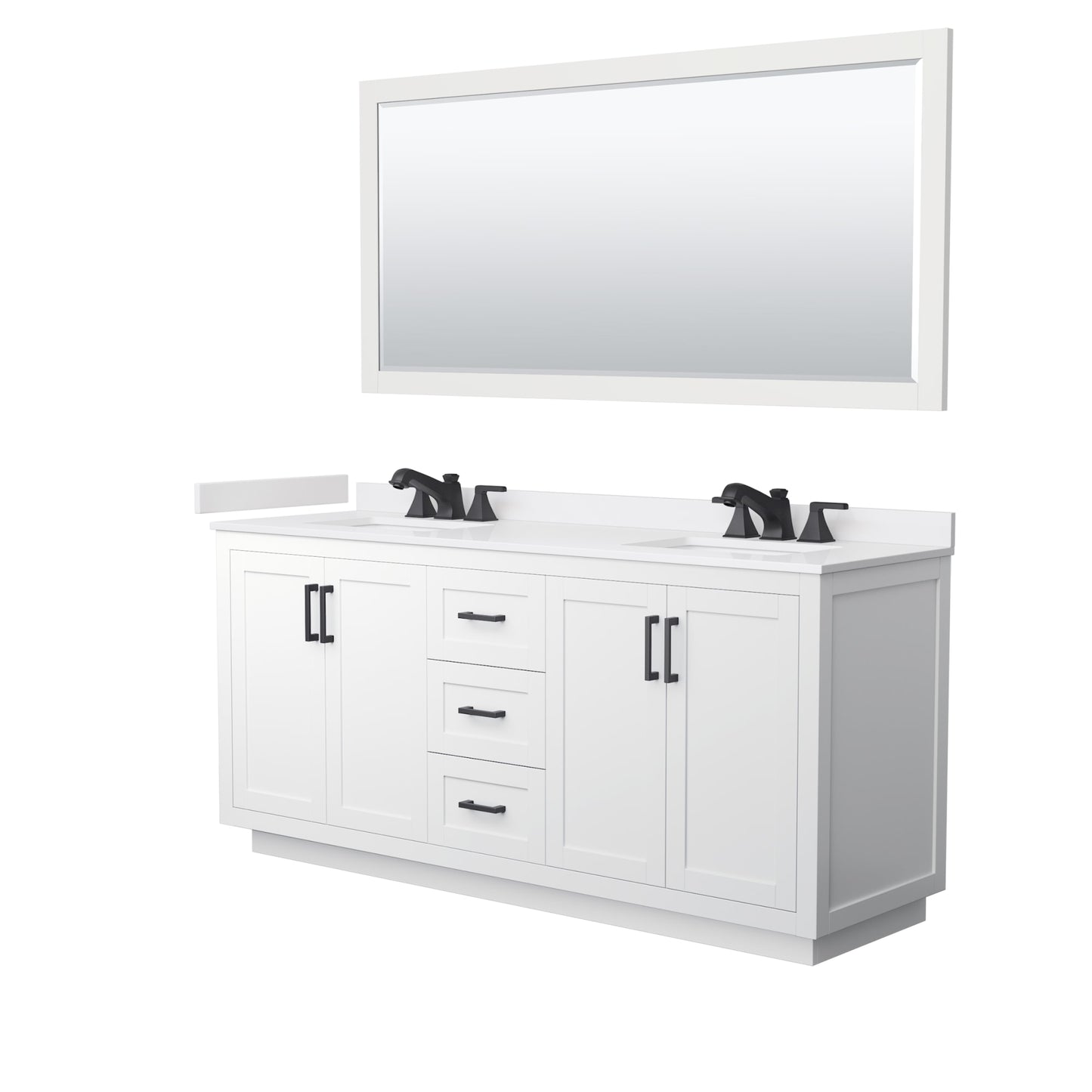 Miranda Bathroom Vanity with Countertop 72 inch Double Sink 3-hole Faucet Setup