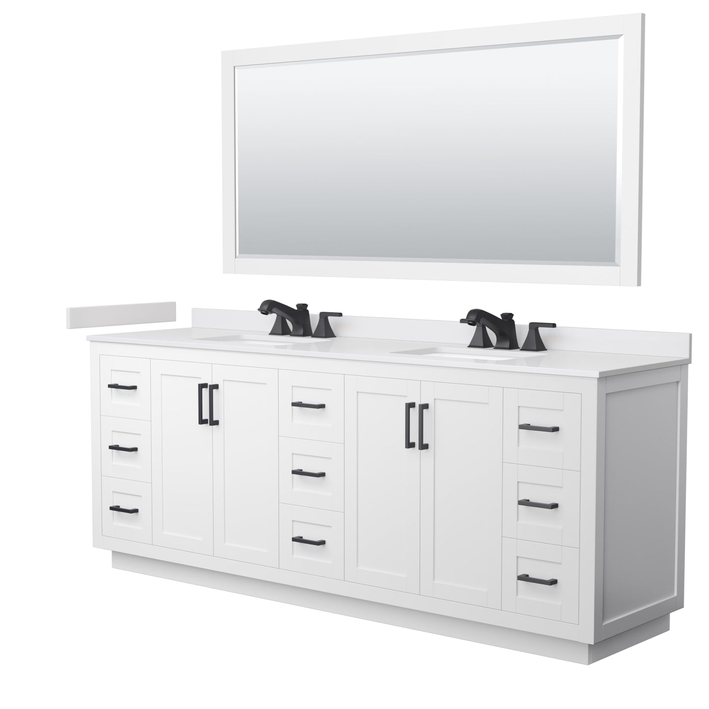 Miranda Bathroom Vanity with Countertop 84 inch Double Sink 3-hole Faucet Setup