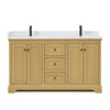 Custom image for Honey Oak with Matte Black Trim / White Cultured Marble / No Mirror
