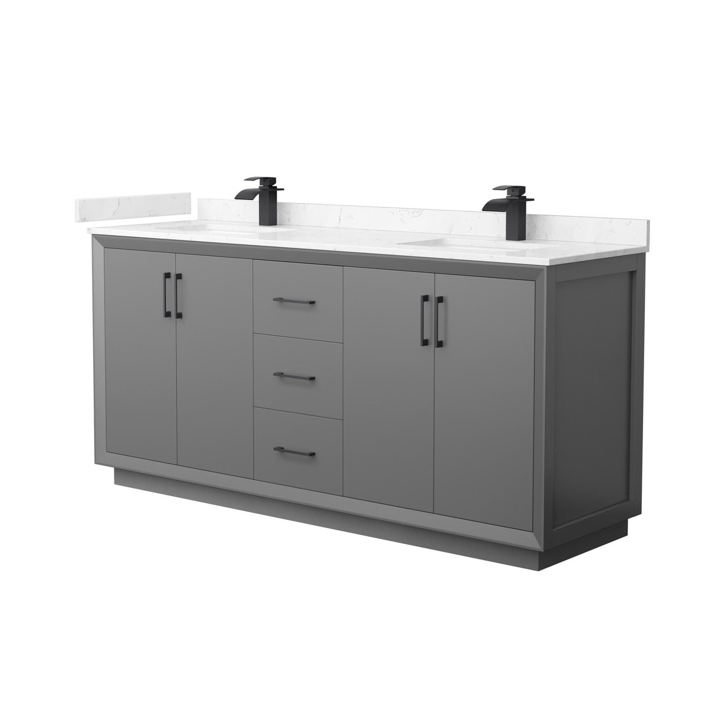 Strada Bathroom Vanity with Countertop 72 inch Double Sink Single hole Faucet Setup