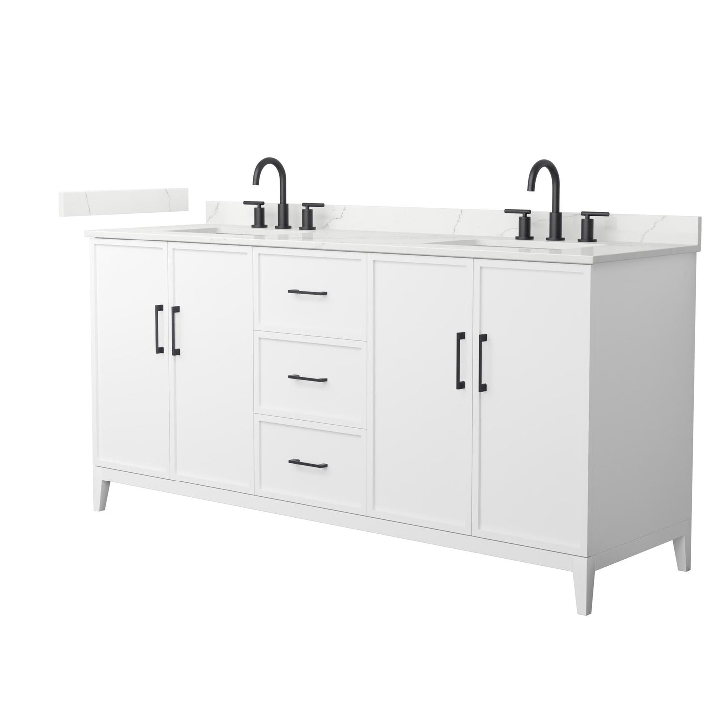 Elan Bathroom Vanity with Countertop 72 inch Double Sink 3-hole Faucet Setup