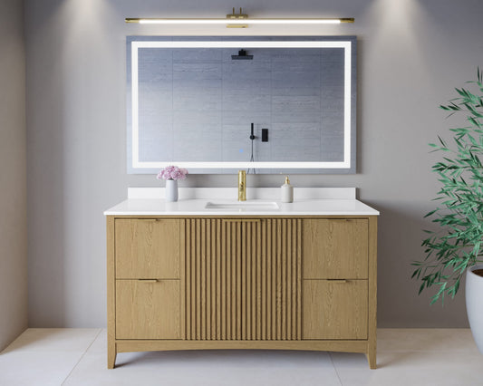 Palmilla Bathroom Vanity with Countertop 60 inch Single Sink Single hole Faucet Setup