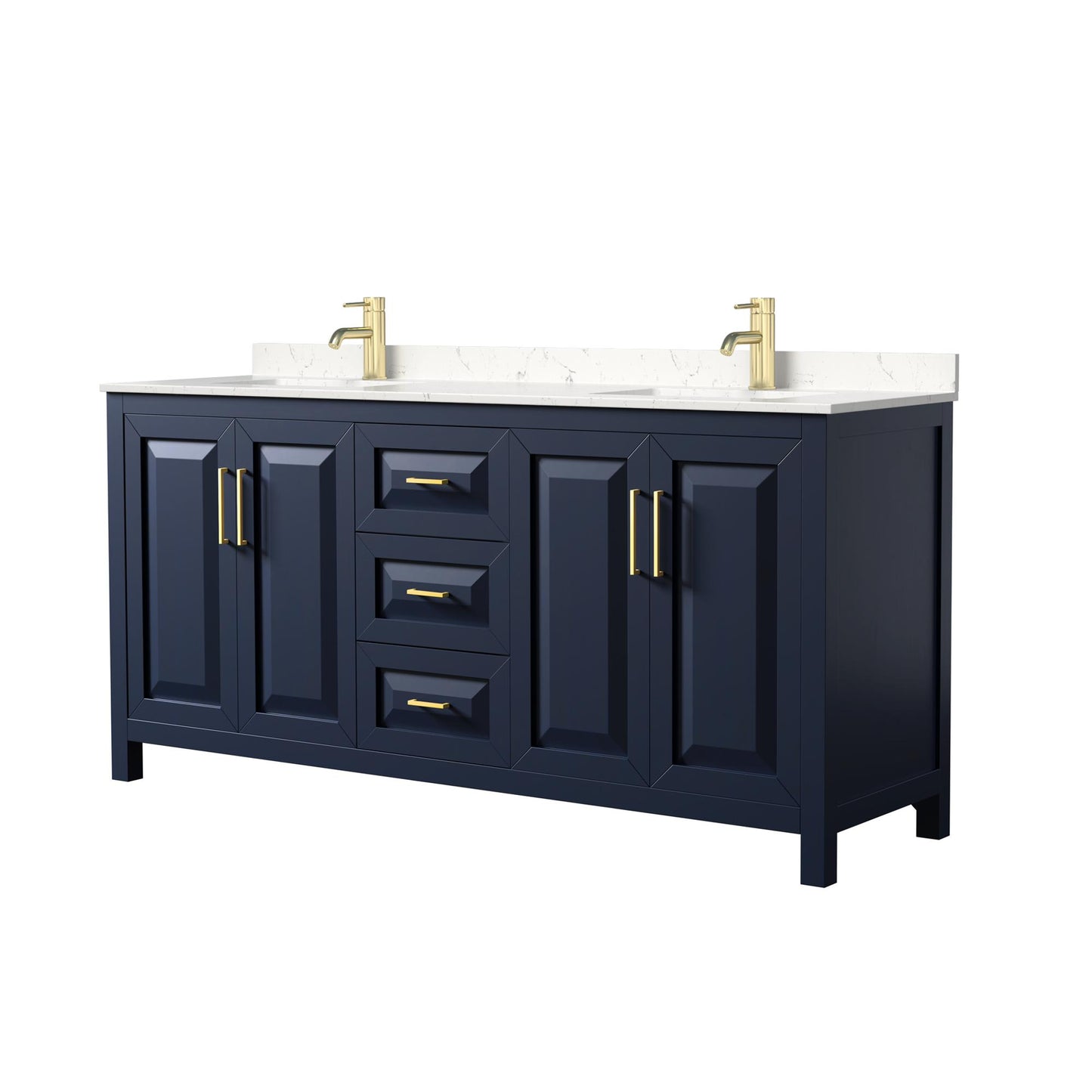 Daria Bathroom Vanity with Countertop 72 inch Double Sink Single hole Faucet Setup