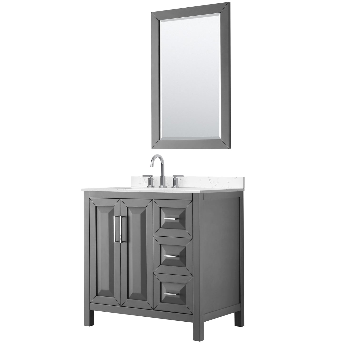 Daria Bathroom Vanity with Countertop 36 inch Single Sink 3-hole Faucet Setup