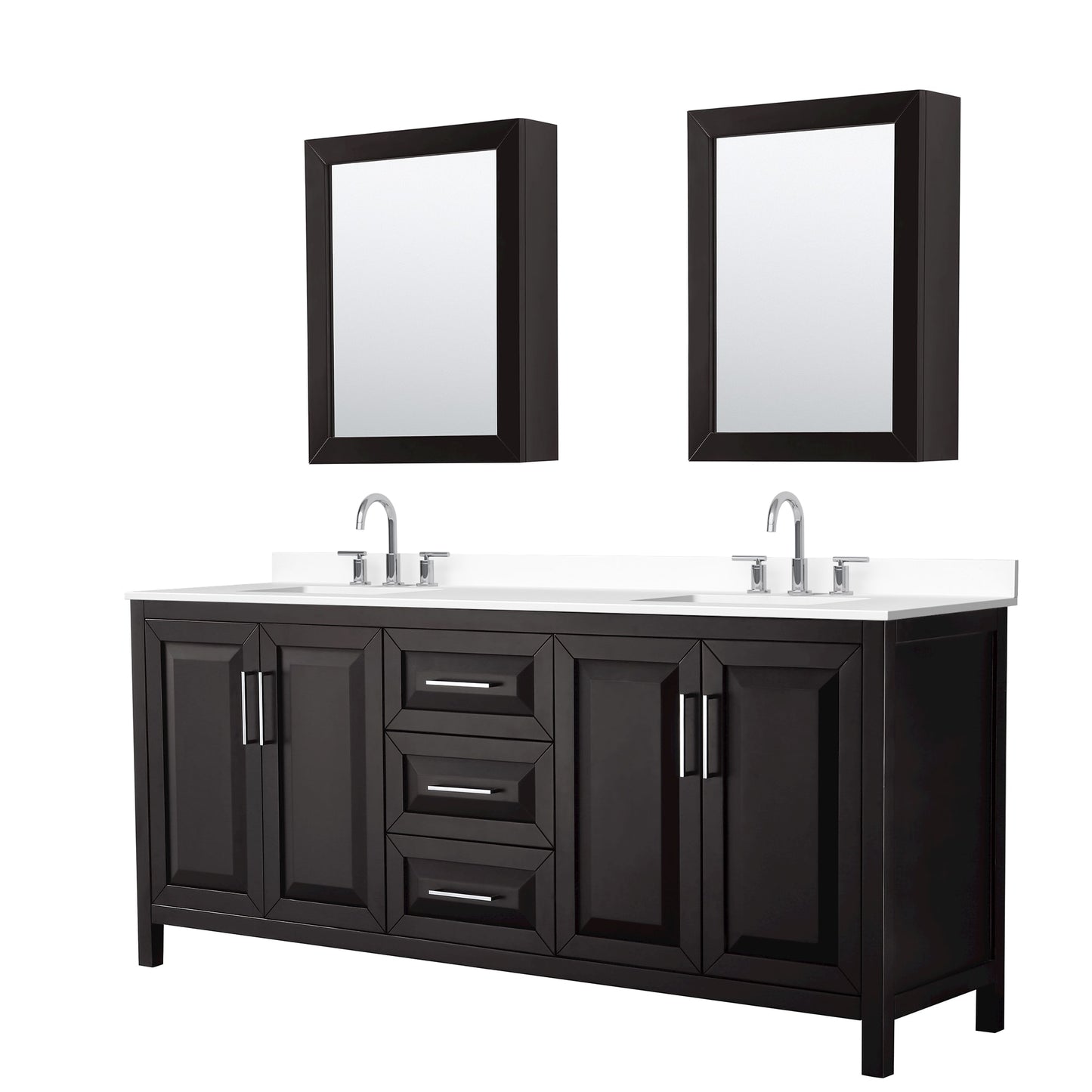 Daria Bathroom Vanity with Countertop 80 inch Double Sink 3-hole Faucet Setup