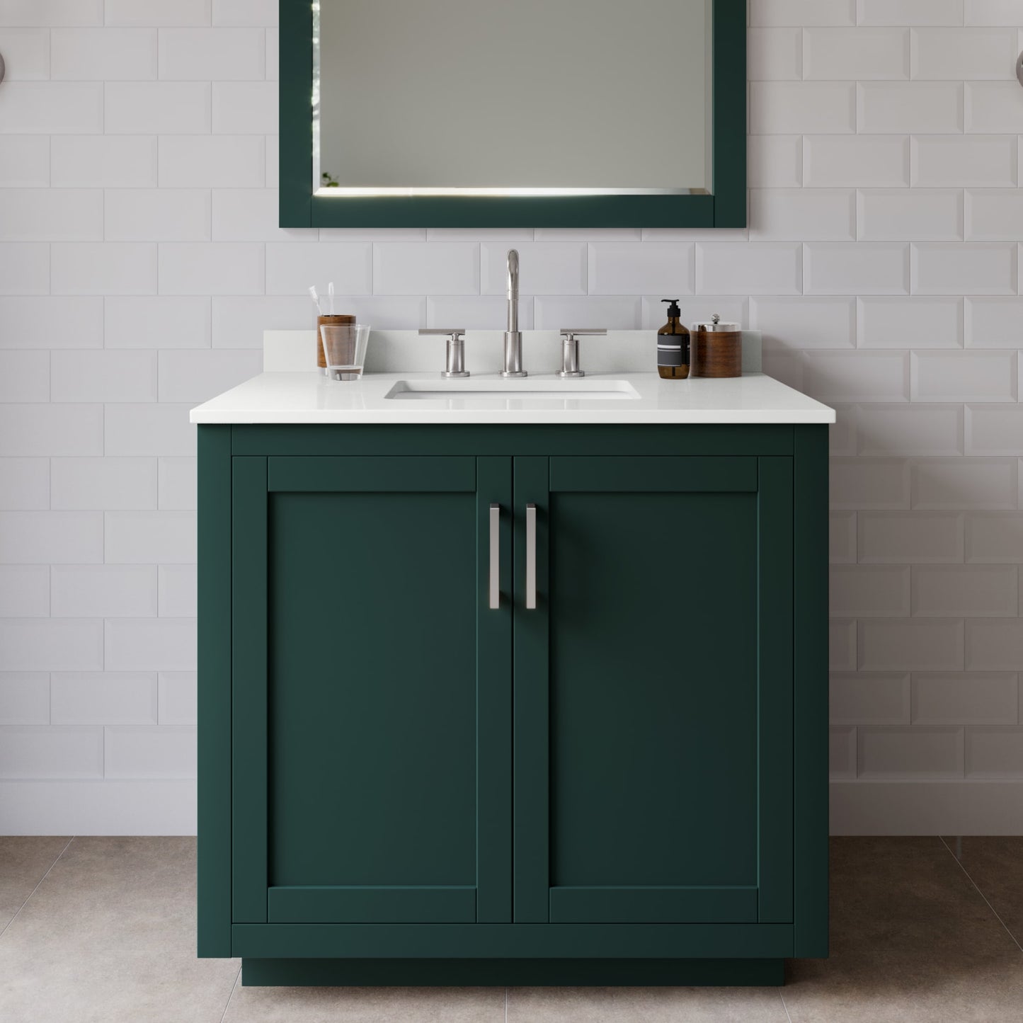 Miranda Bathroom Vanity with Countertop 36 inch Single Sink 3-hole Faucet Setup