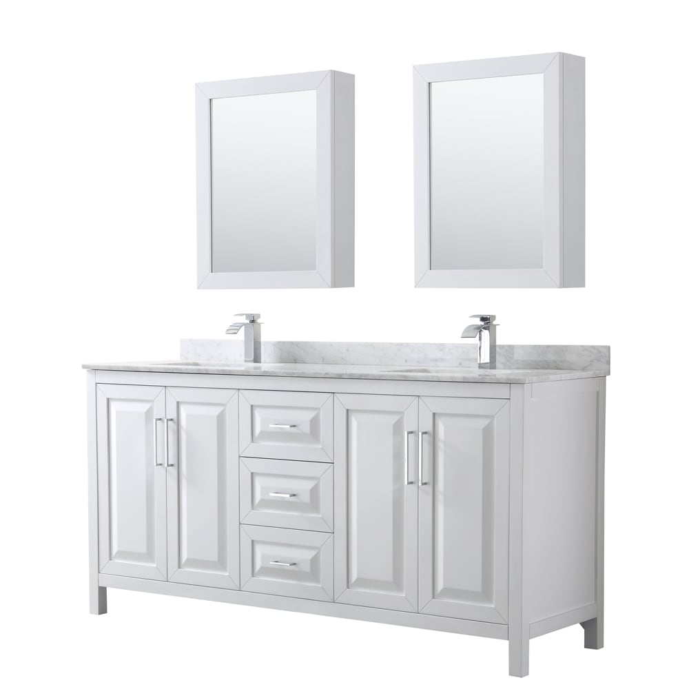 Daria Bathroom Vanity with Countertop 72 inch Double Sink Single hole Faucet Setup