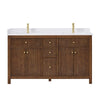Custom image for Dark Walnut with Brushed Gold Trim / White Cultured Marble / No Mirror