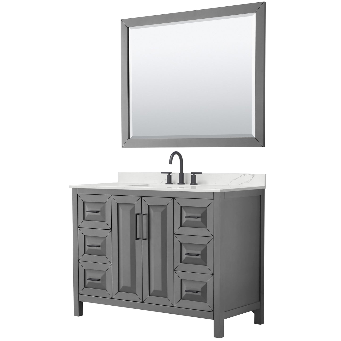 Daria Bathroom Vanity with Countertop 48 inch Single Sink 3-hole Faucet Setup
