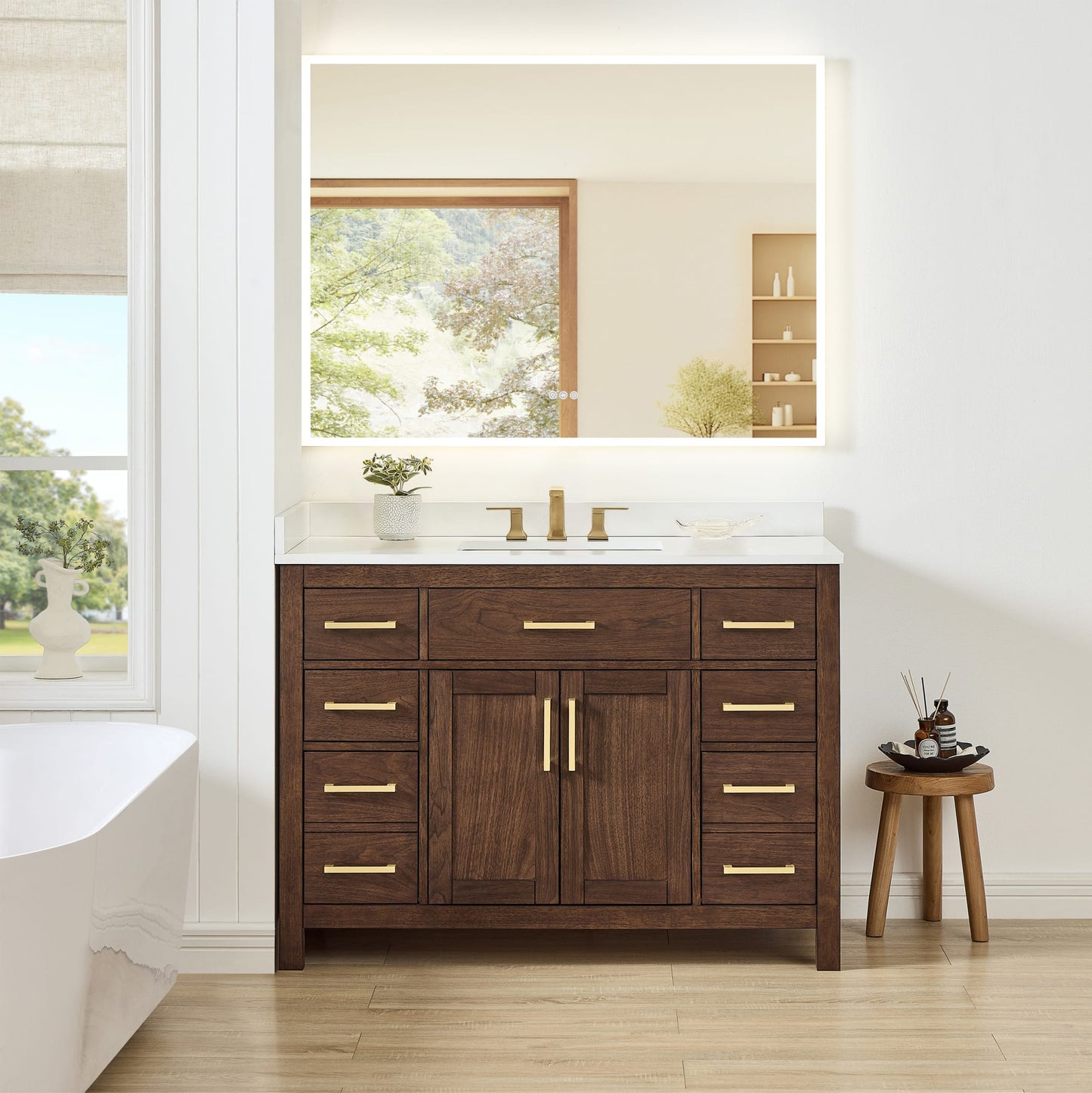 Beckett Bathroom Vanity with Countertop 48 inch Single Sink 3-hole Faucet Setup