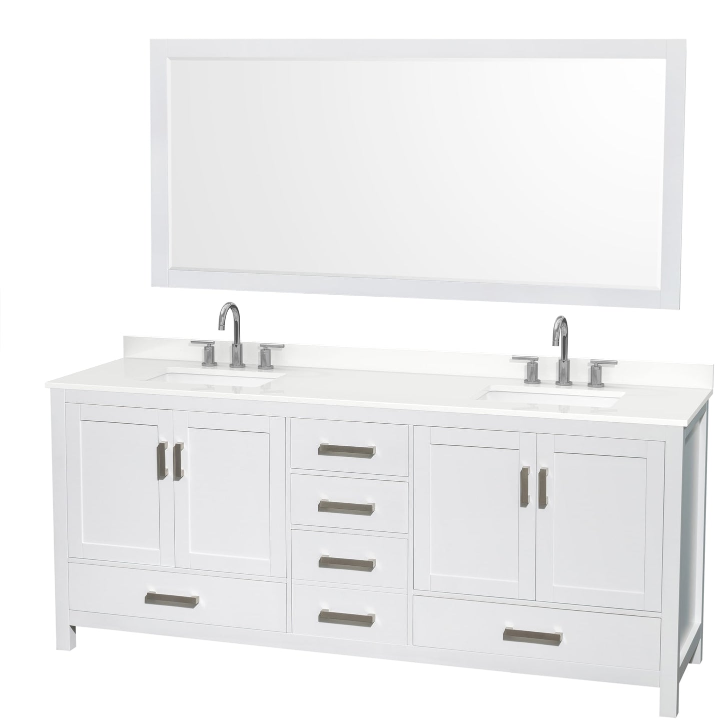 Sheffield Bathroom Vanity with Countertop 80 inch Double Sink 3-hole Faucet Setup