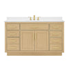 Custom image for Rift Oak with Brushed Gold Trim / White Quartz / No Mirror