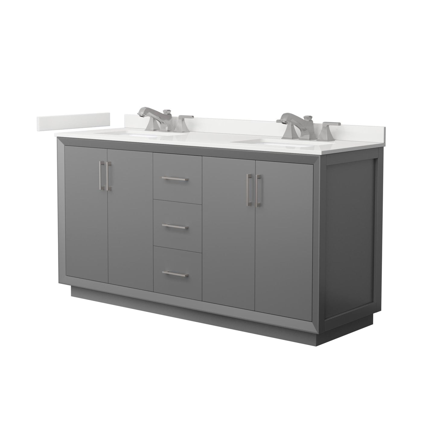 Strada Bathroom Vanity with Countertop 66 inch Double Sink 3-hole Faucet Setup