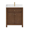 Custom image for Dark Walnut with Brushed Gold Trim / White Quartz / No Mirror