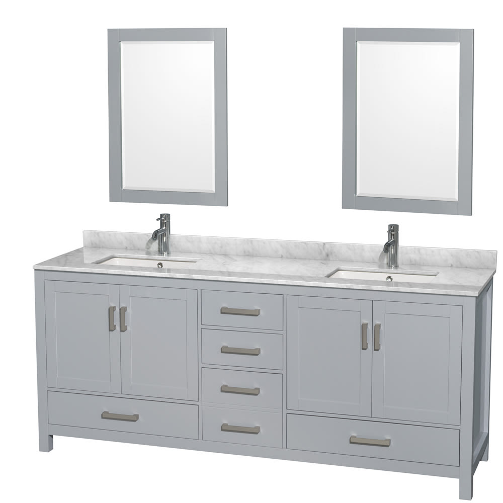 Sheffield Bathroom Vanity with Countertop 80 inch Double Sink Single hole Faucet Setup