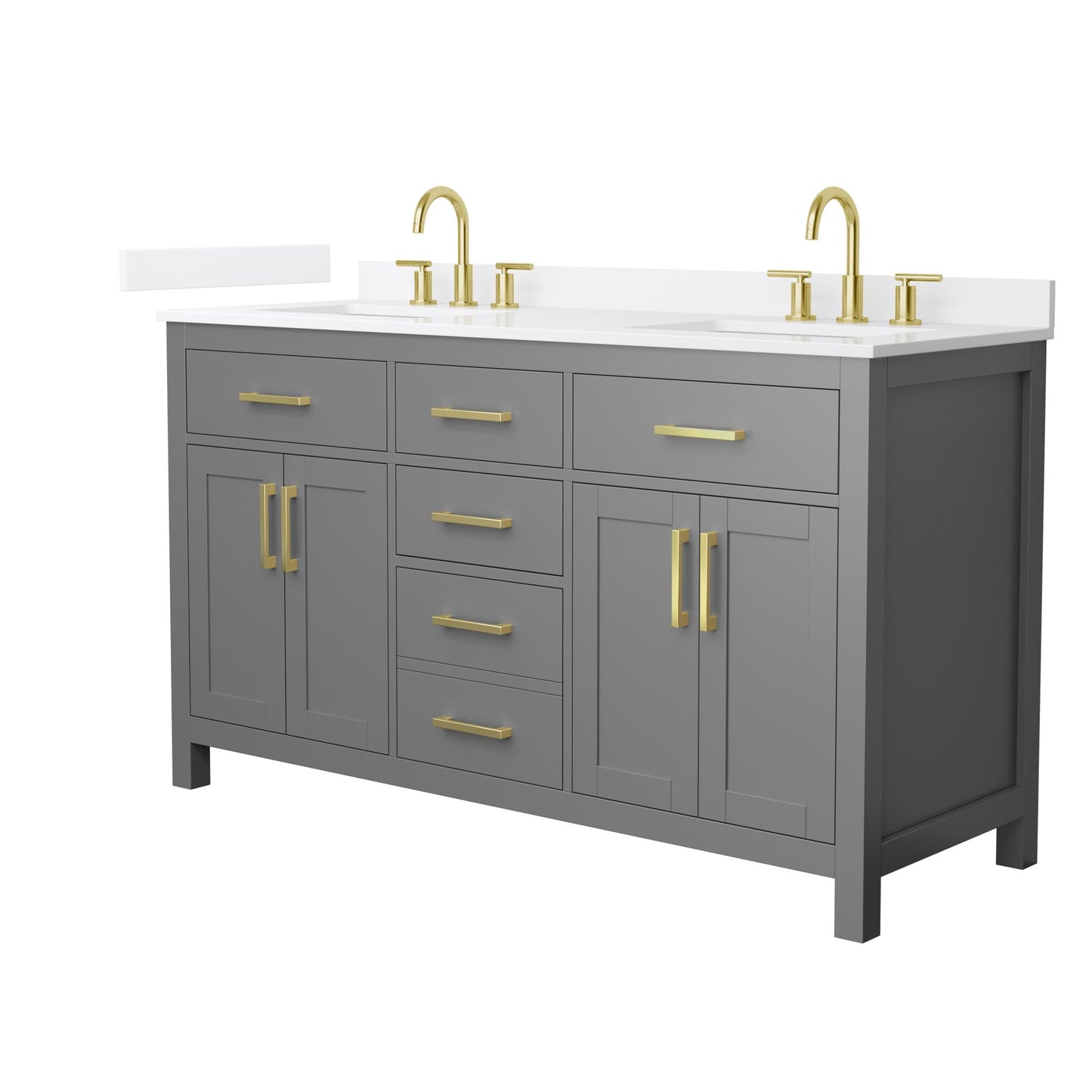Beckett Bathroom Vanity with Countertop 60 inch Double Sink 3-hole Faucet Setup