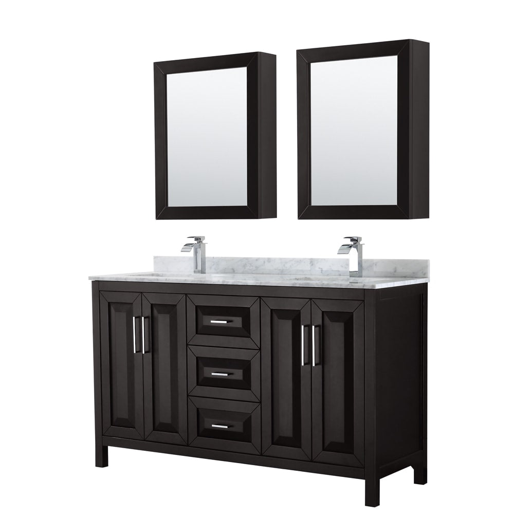 Daria Bathroom Vanity with Countertop 60 inch Double Sink Single hole Faucet Setup