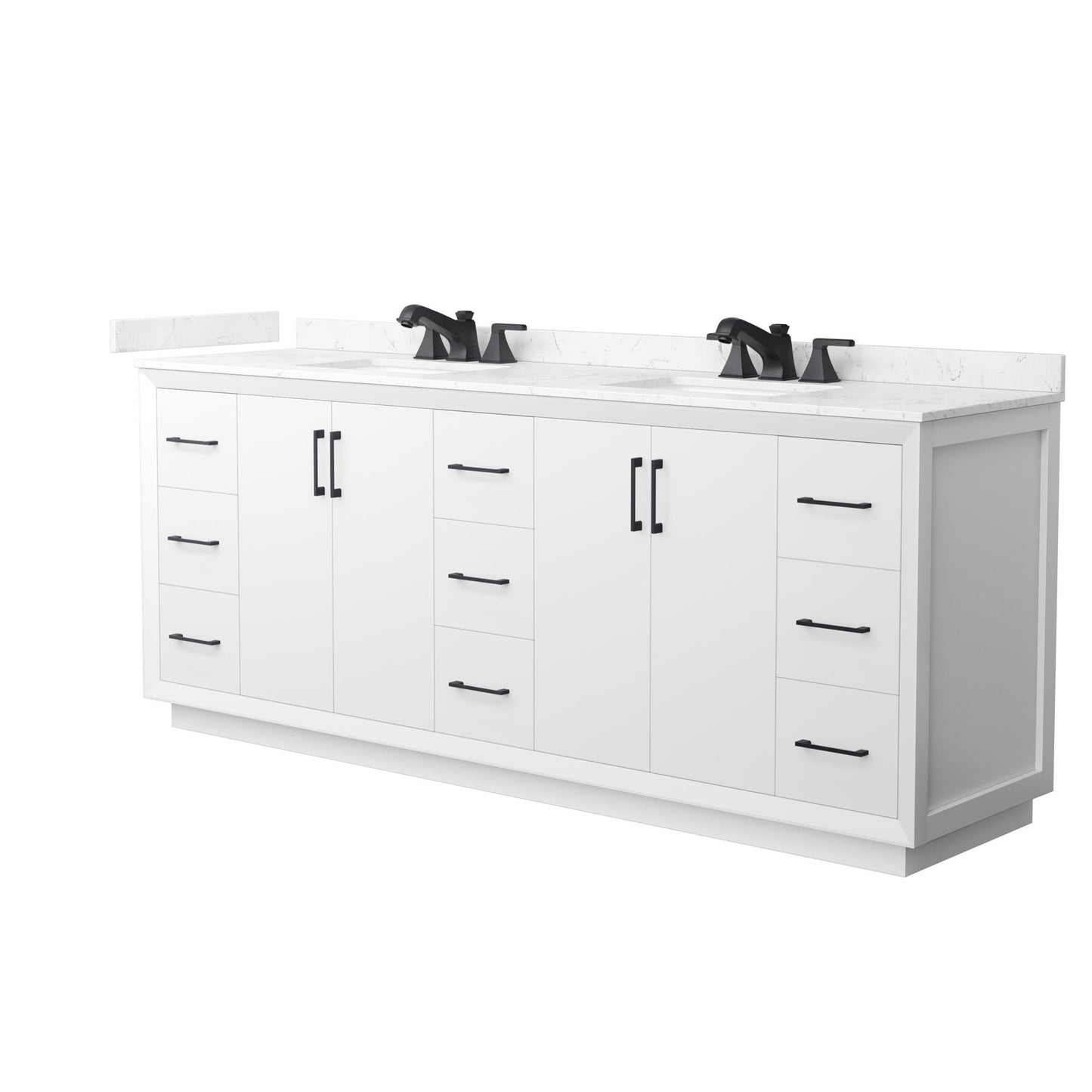 Strada Bathroom Vanity with Countertop 84 inch Double Sink 3-hole Faucet Setup