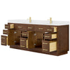 Custom image for Dark Oak with Brushed Gold Trim / White Quartz / No Mirror