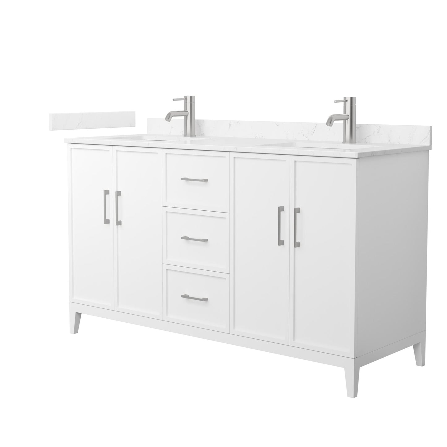 Elan Bathroom Vanity with Countertop 60 inch Double Sink Single hole Faucet Setup