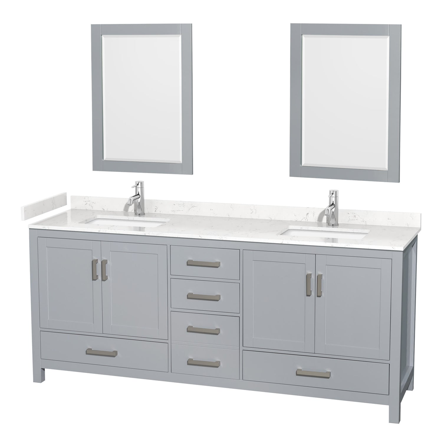 Sheffield Bathroom Vanity with Countertop 80 inch Double Sink Single hole Faucet Setup
