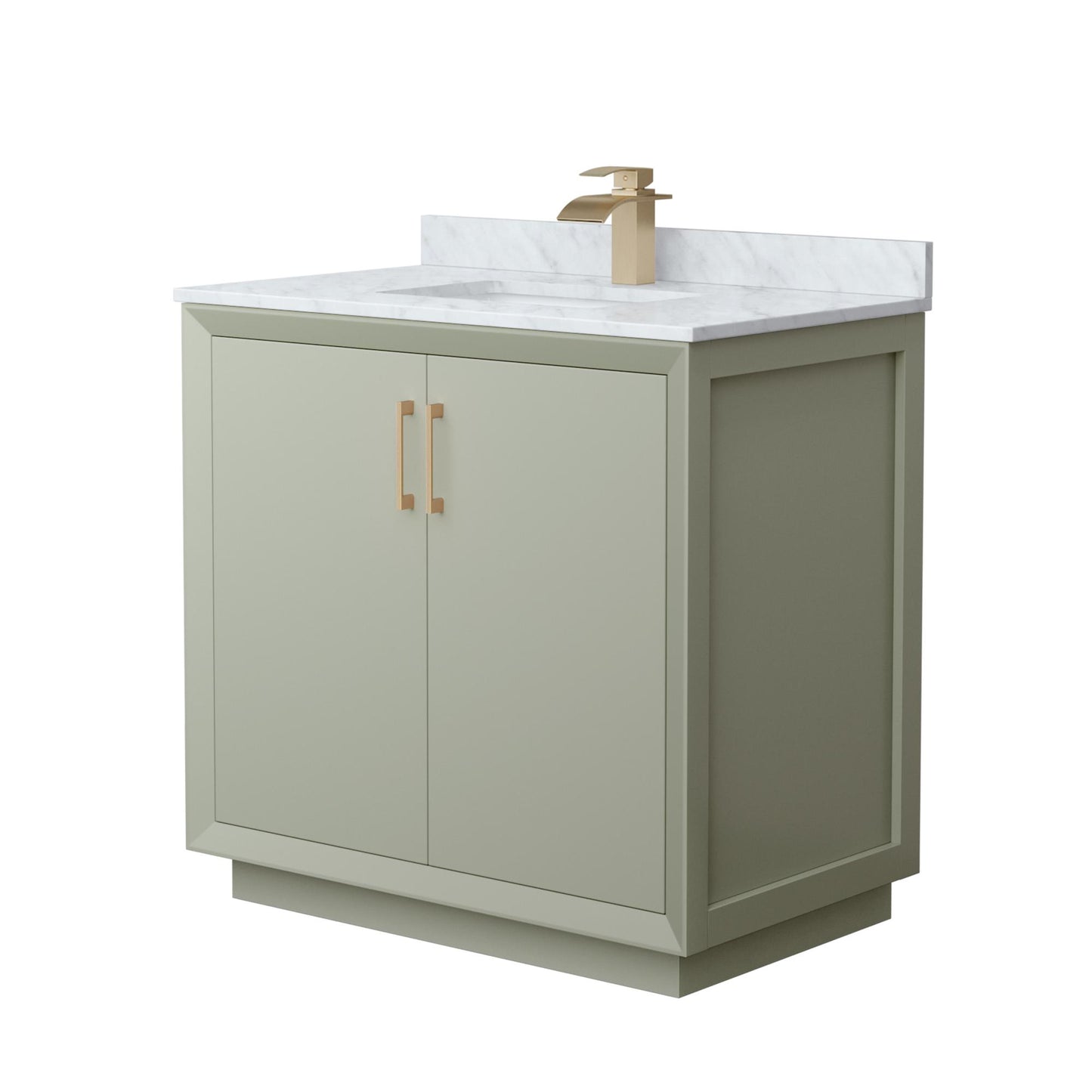 Strada Bathroom Vanity with Countertop 36 inch Single Sink Single hole Faucet Setup