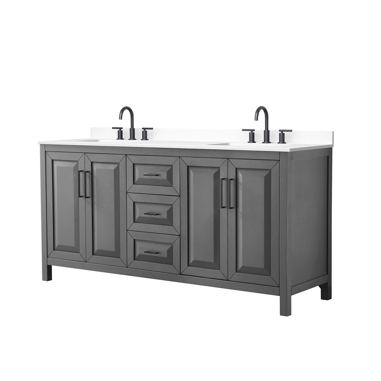 Daria Bathroom Vanity with Countertop 72 inch Double Sink 3-hole Faucet Setup