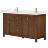 Custom image for Dark Walnut with Brushed Gold Trim / Carrara Cultured Marble / No Mirror