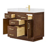 Custom image for Dark Oak with Brushed Gold Trim / Carrara Cultured Marble / No Mirror