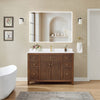 Custom image for Dark Walnut with Brushed Gold Trim / White Cultured Marble / No Mirror