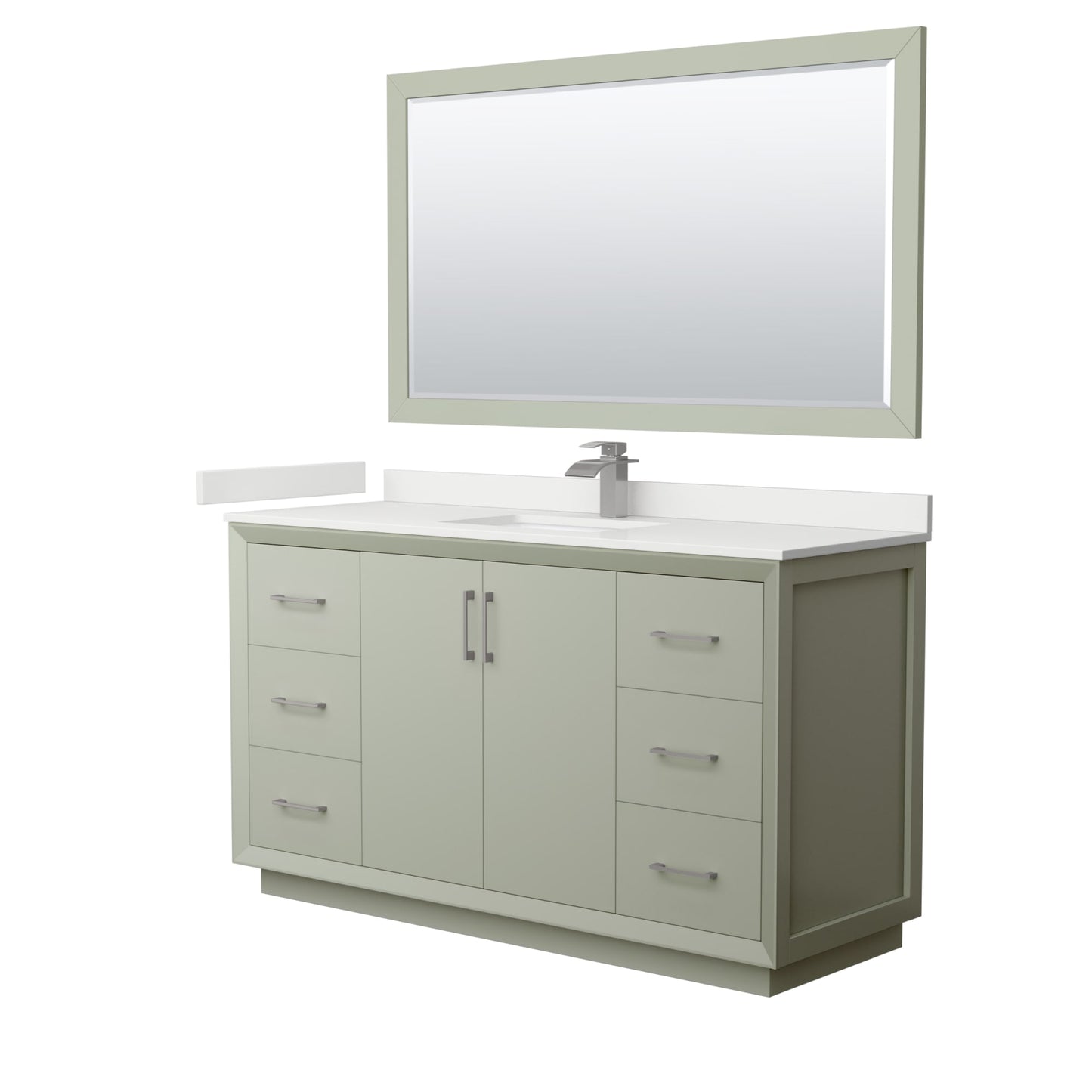 Strada Bathroom Vanity with Countertop 60 inch Single Sink Single hole Faucet Setup