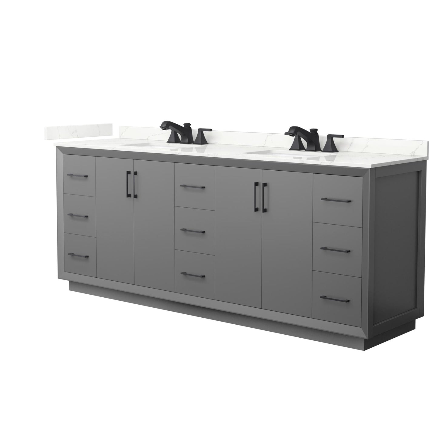Strada Bathroom Vanity with Countertop 84 inch Double Sink 3-hole Faucet Setup