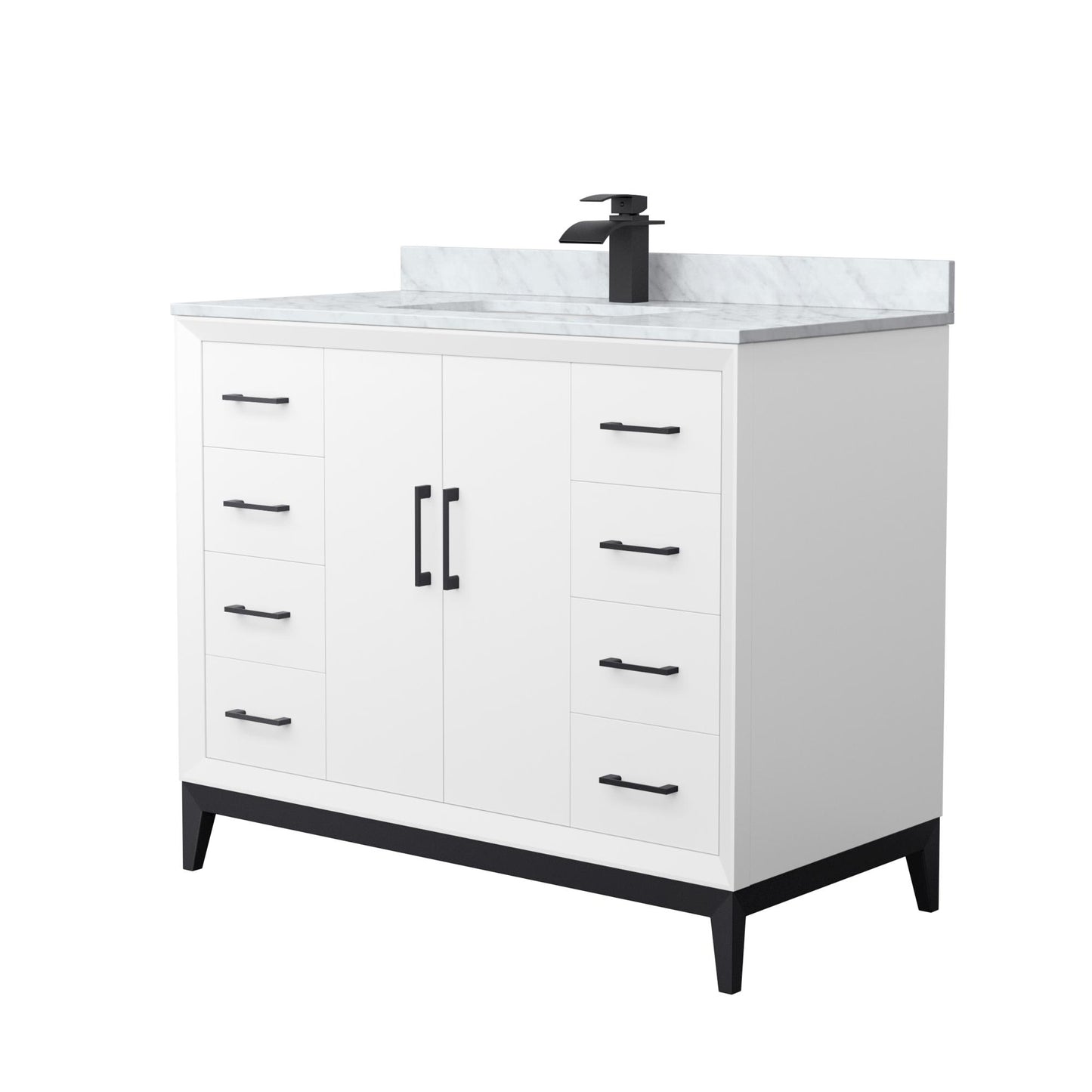 Amici Bathroom Vanity with Countertop 42 inch Single Sink Single hole Faucet Setup