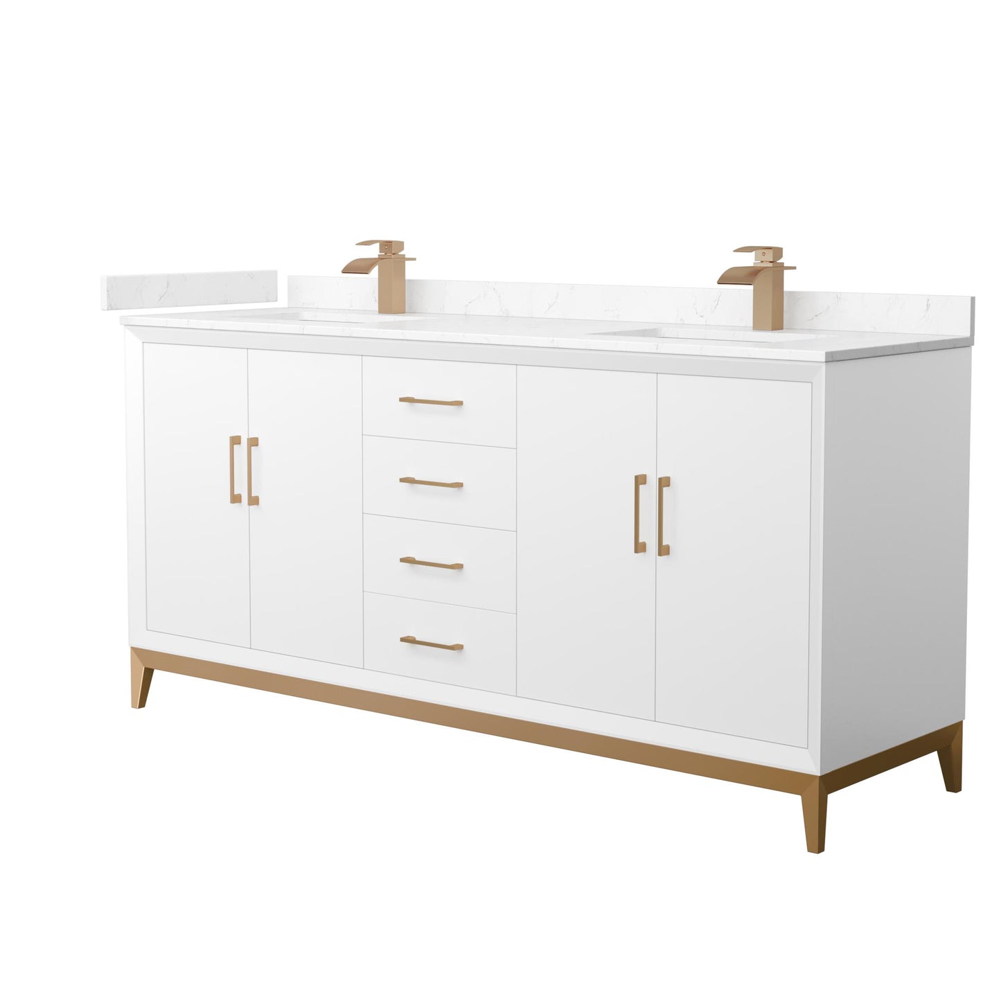 Amici Bathroom Vanity with Countertop 72 inch Double Sink Single hole Faucet Setup