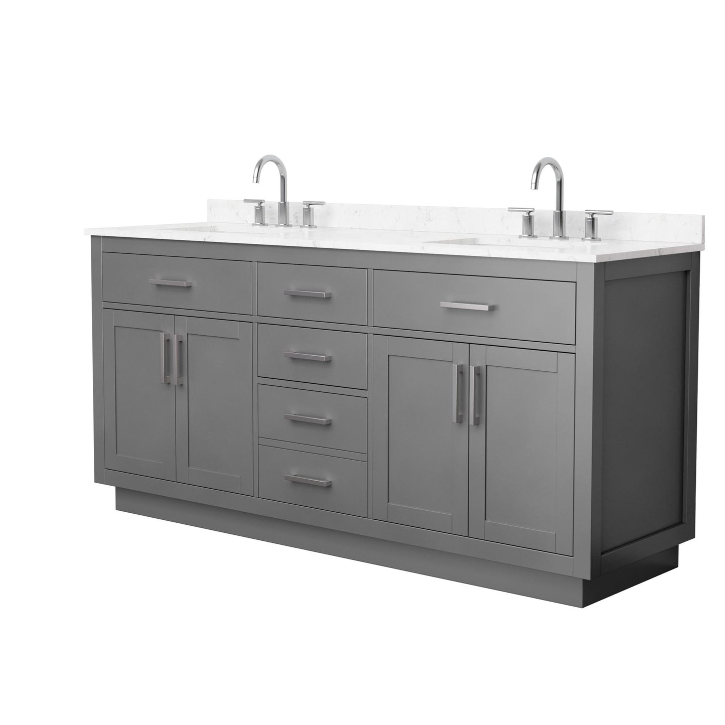 Beckett TK Bathroom Vanity with Countertop 72 inch Double Sink 3-hole Faucet Setup