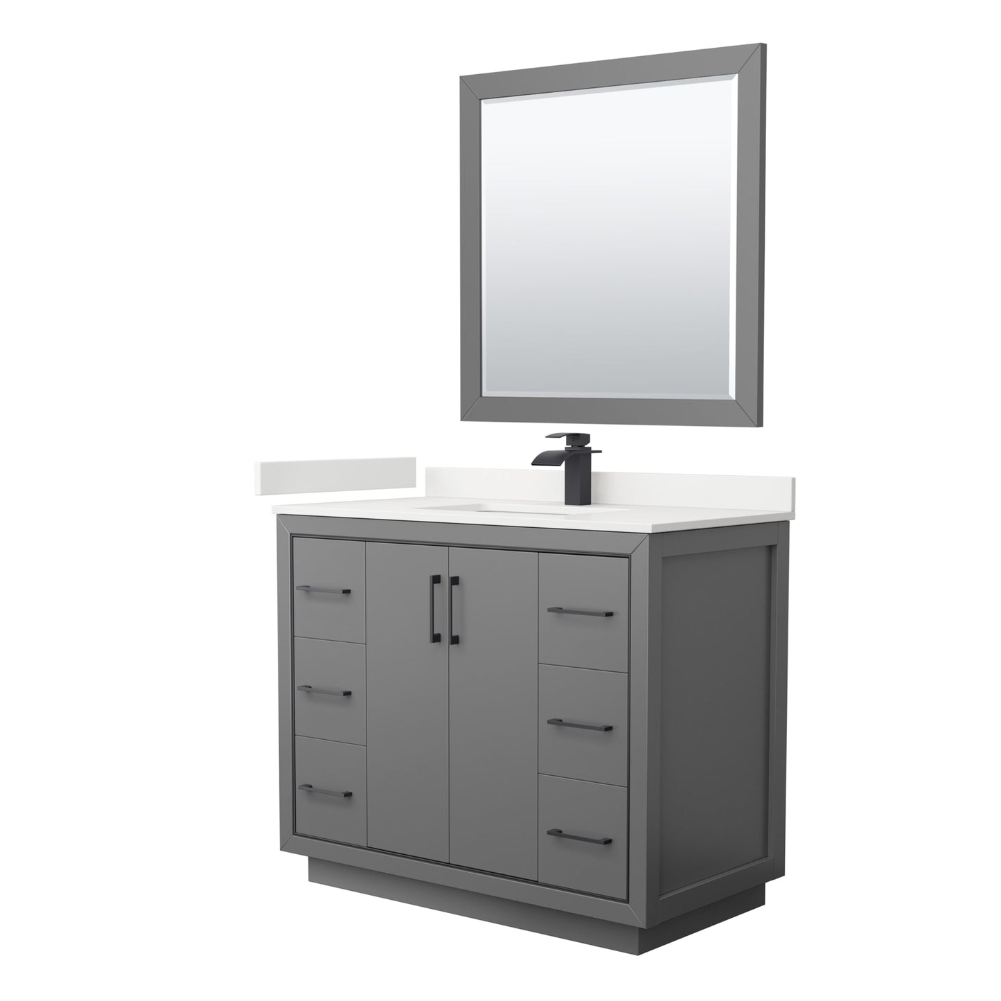 Icon Bathroom Vanity with Countertop 42 inch Single Sink Single hole Faucet Setup