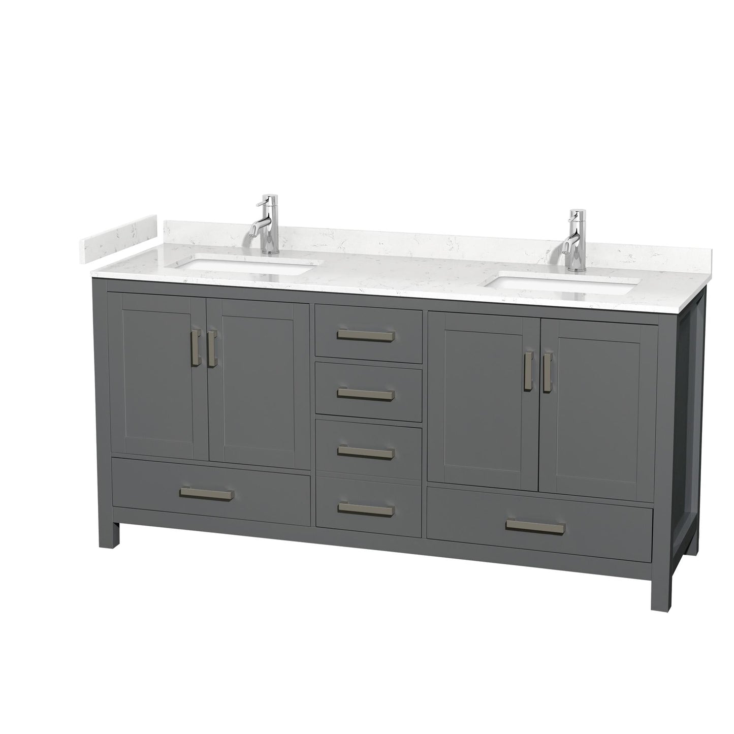 Sheffield Bathroom Vanity with Countertop 72 inch Double Sink Single hole Faucet Setup