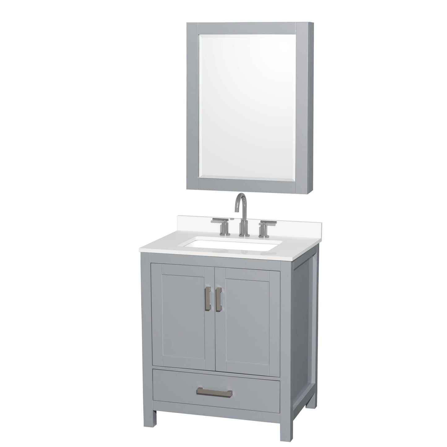 Sheffield Bathroom Vanity with Countertop 30 inch Single Sink 3-hole Faucet Setup