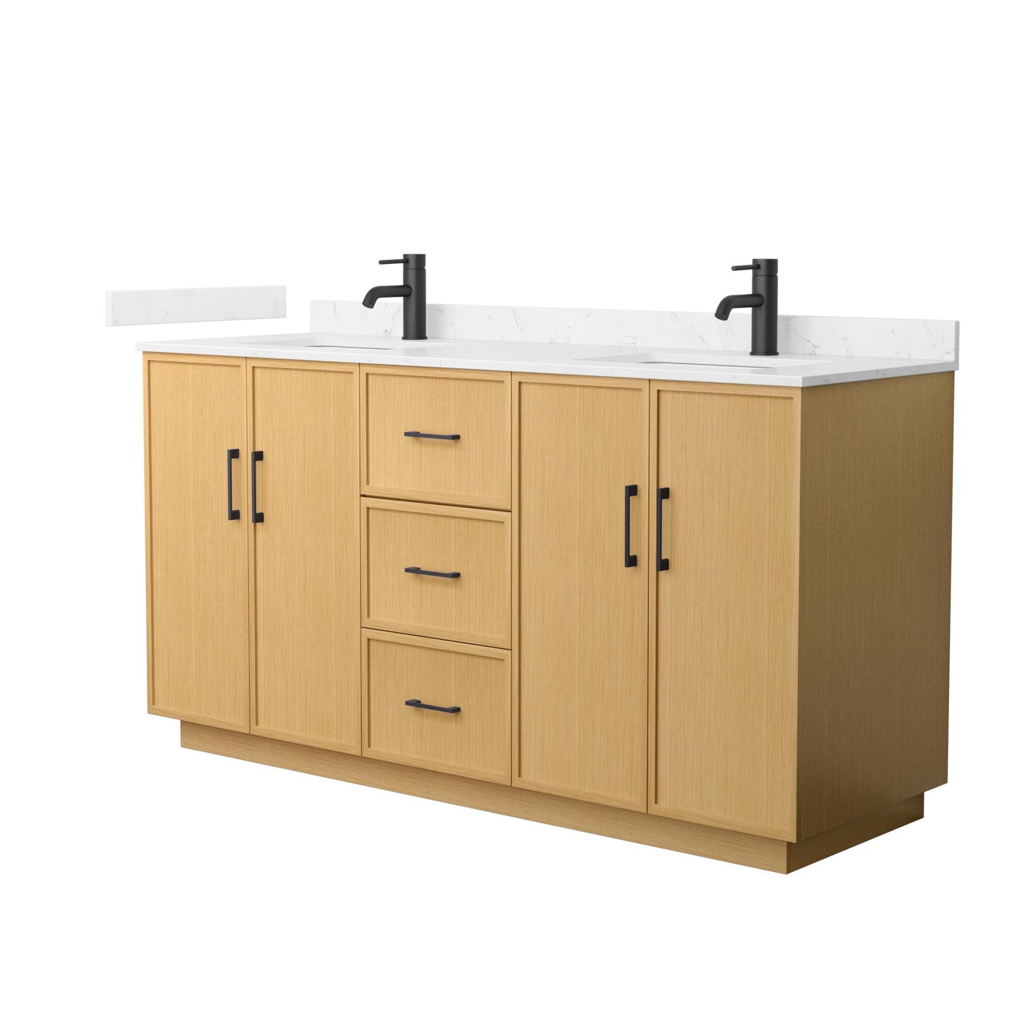 Elan TK Bathroom Vanity with Countertop 66 inch Double Sink Single hole Faucet Setup