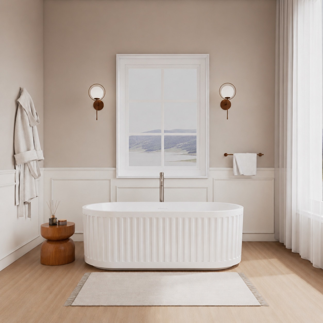 Carmela Freestanding Acrylic Bathtub With Faucet 67 inch