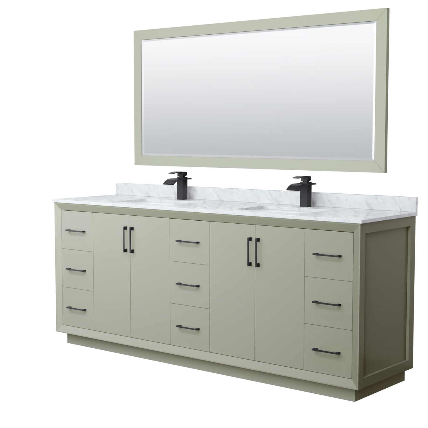 Strada Bathroom Vanity with Countertop 84 inch Double Sink Single hole Faucet Setup