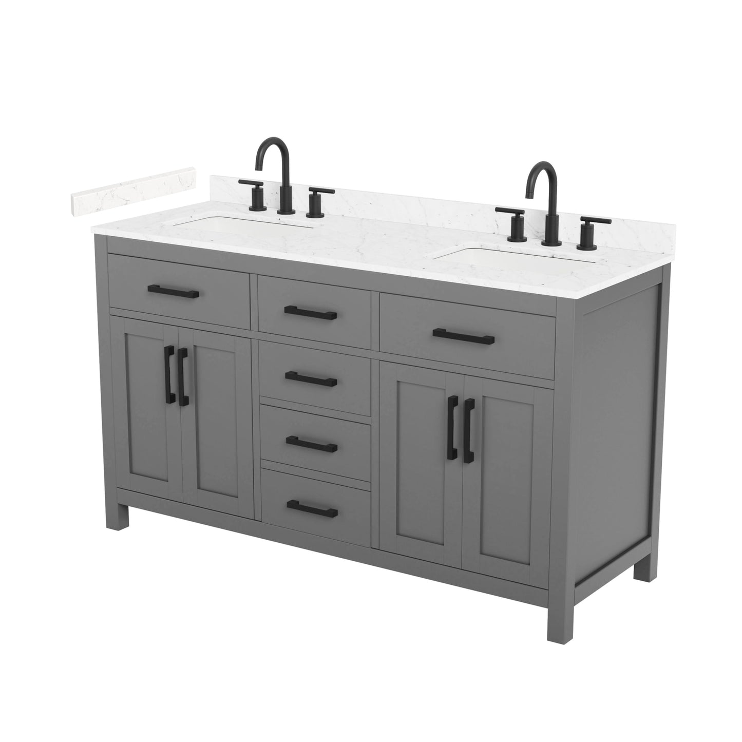 Beckett Bathroom Vanity with Countertop 60 inch Double Sink 3-hole Faucet Setup