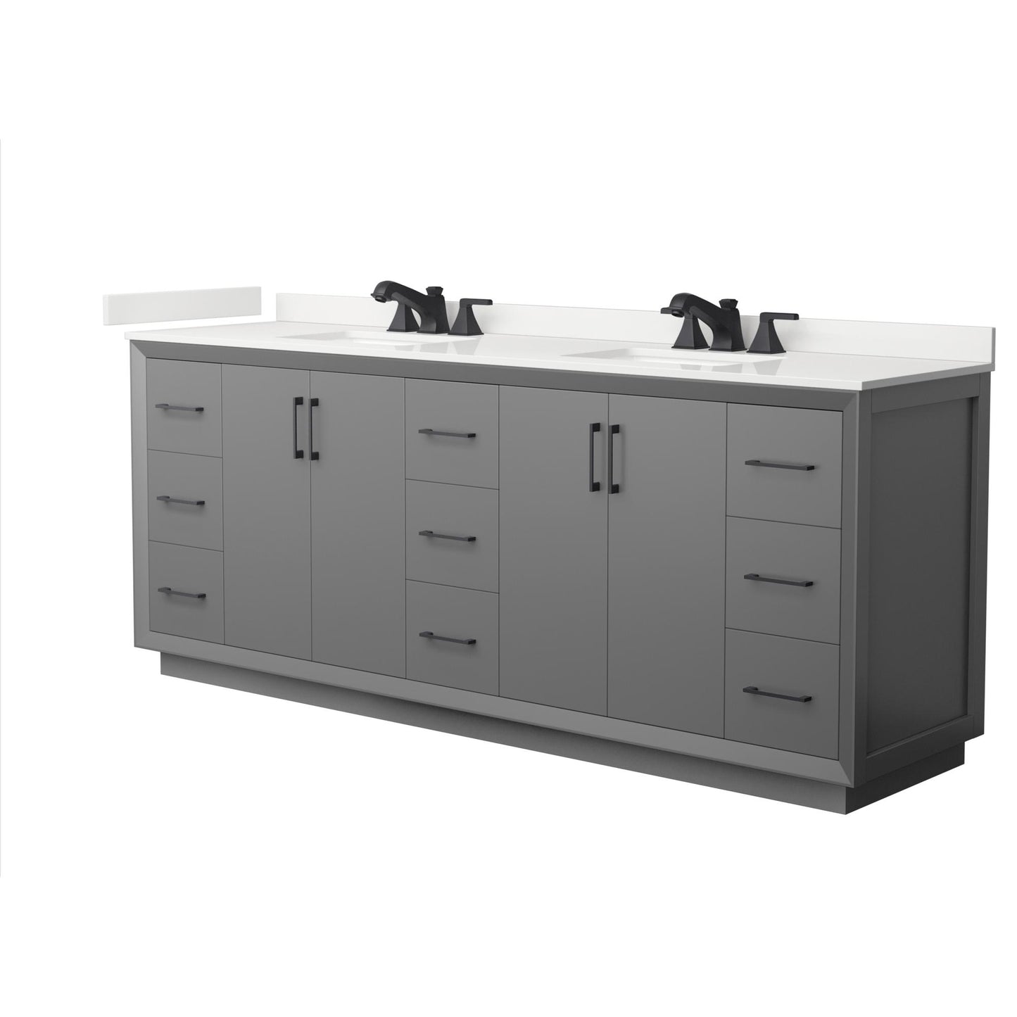 Strada Bathroom Vanity with Countertop 84 inch Double Sink 3-hole Faucet Setup