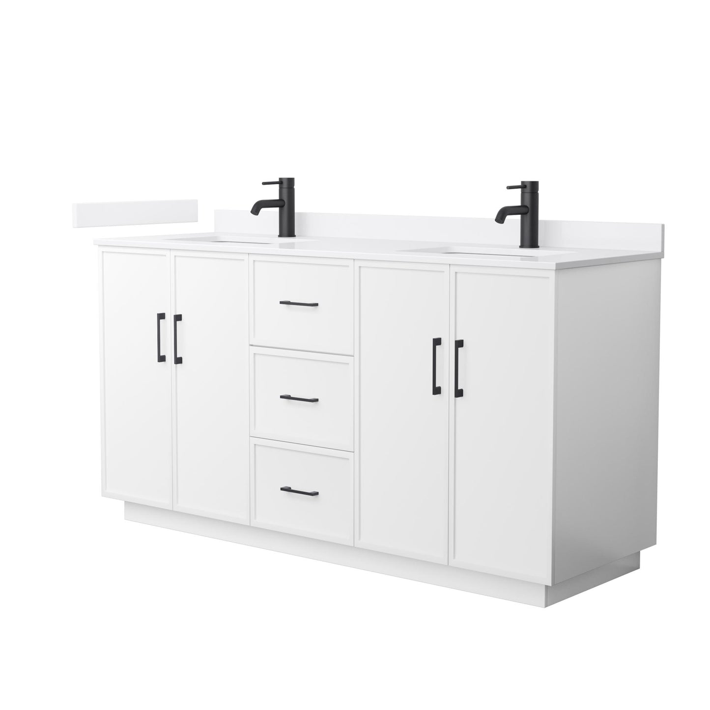 Elan TK Bathroom Vanity with Countertop 66 inch Double Sink Single hole Faucet Setup